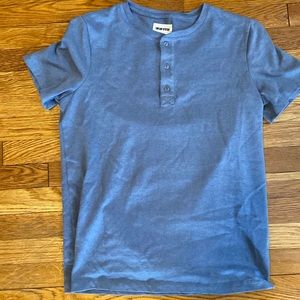 Taylor Stitch Short Sleeved Heavy Bag Henley in Atlantic Blue